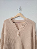 Pink Lily Waffle Henley Sweater (M)