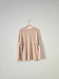 Pink Lily Waffle Henley Sweater (M)