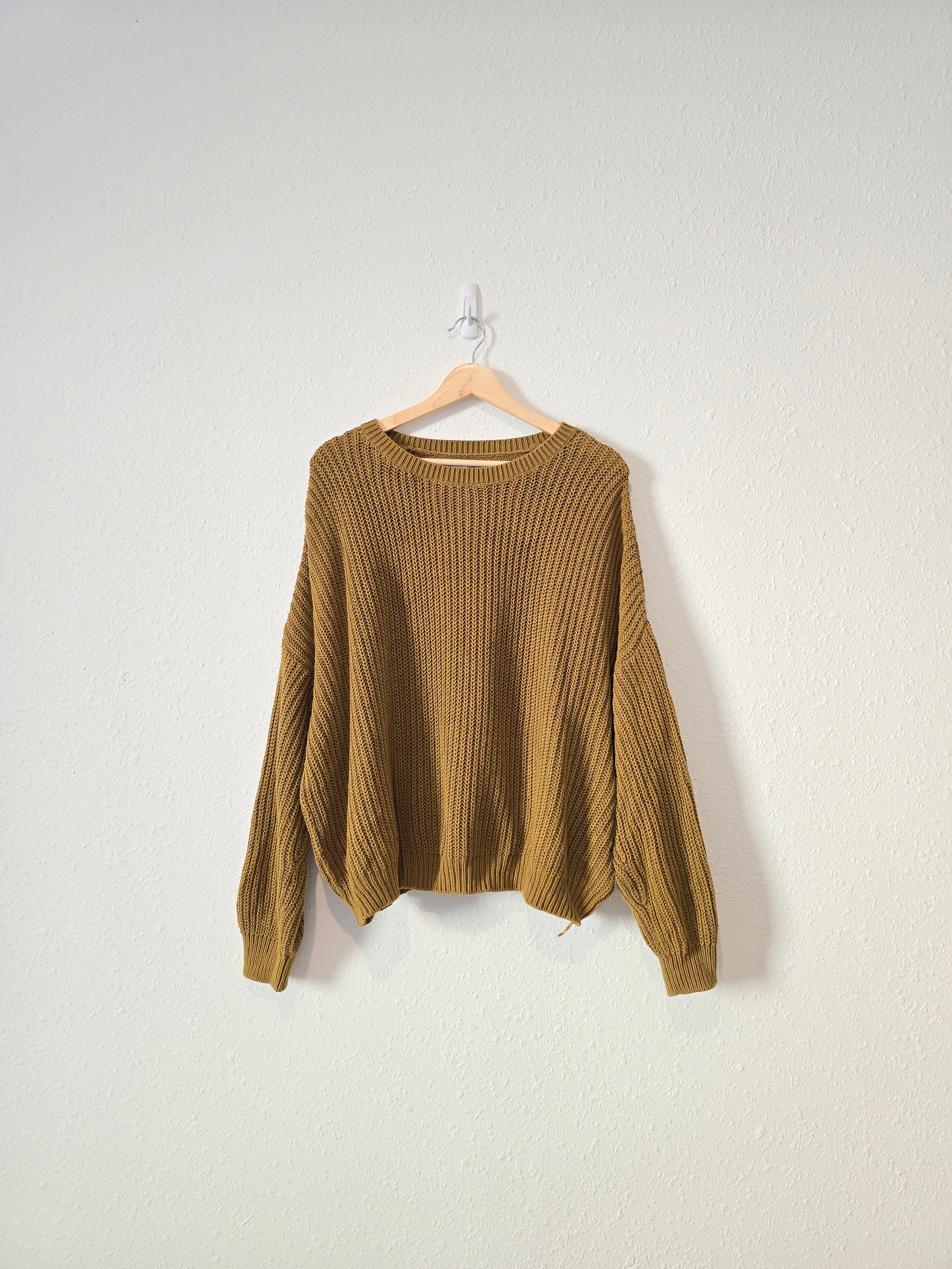 Olive Chunky Knit Sweater (XXL)