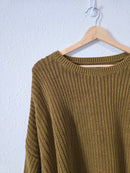 Olive Chunky Knit Sweater (XXL)