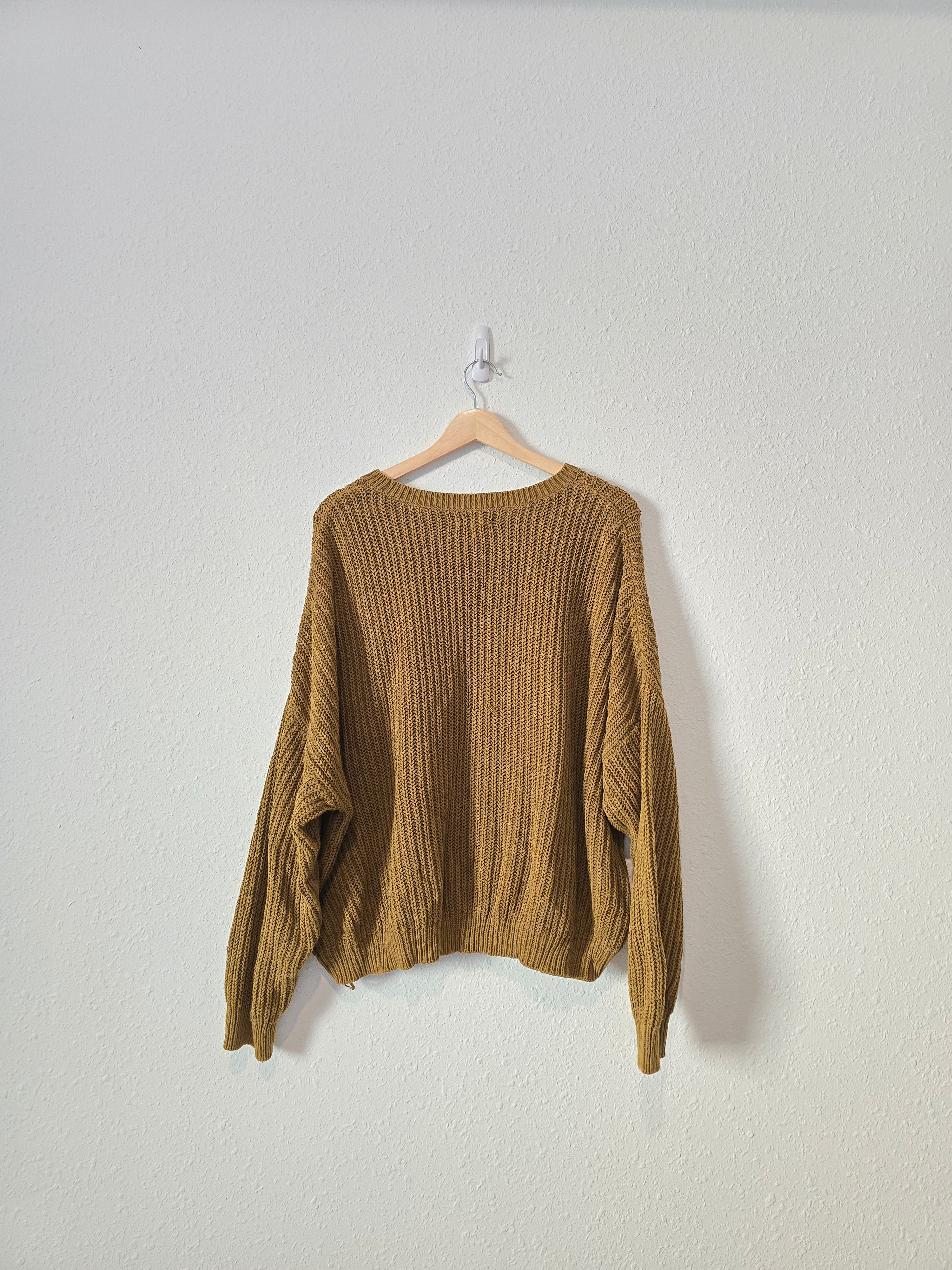 Olive Chunky Knit Sweater (XXL)