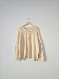 Cream Waffle Henley Sweater (L)