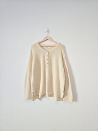 Cream Waffle Henley Sweater (L)