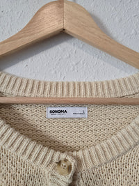 Cream Waffle Henley Sweater (L)