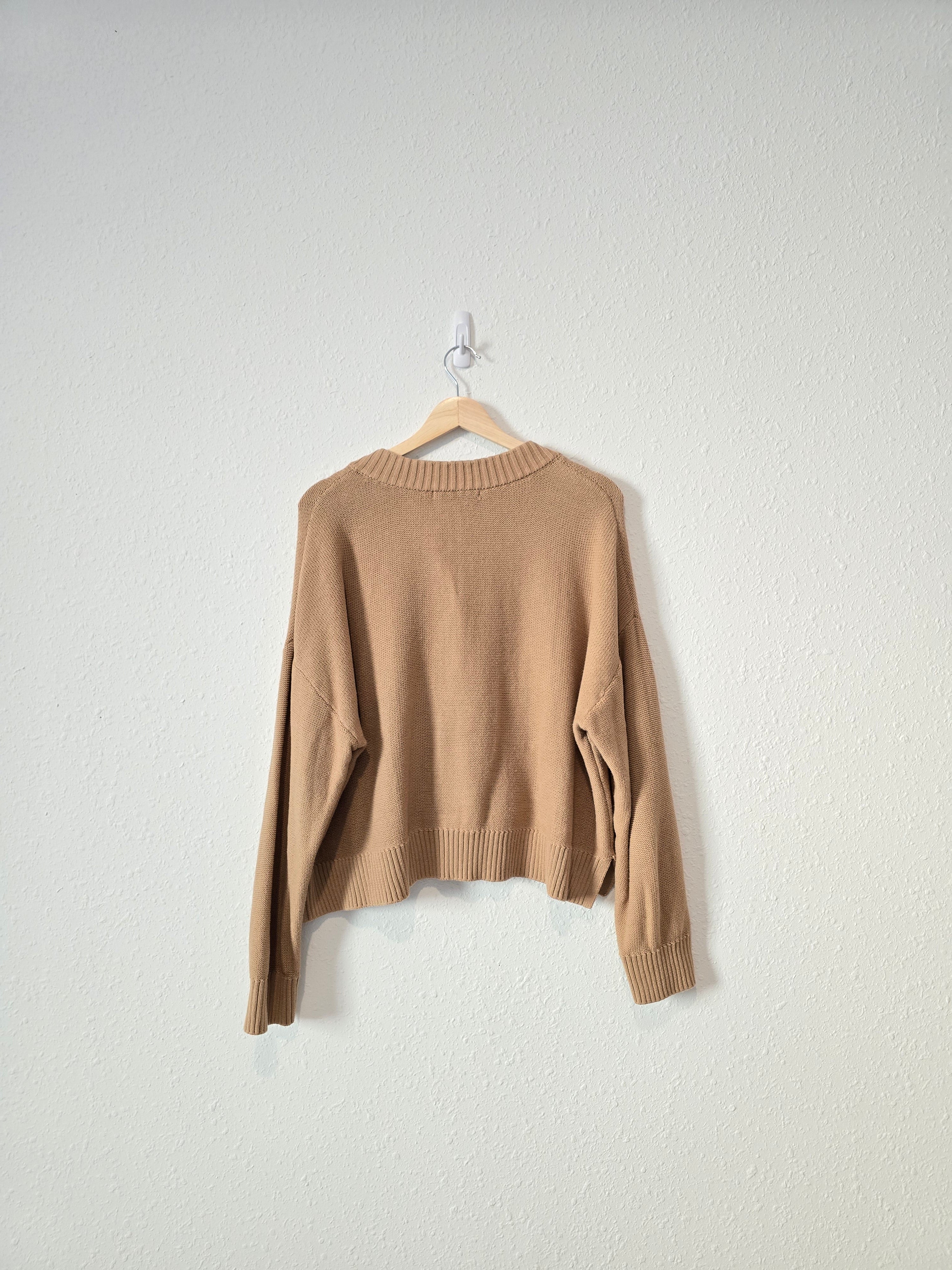 Quince Camel Cotton Sweater (L)