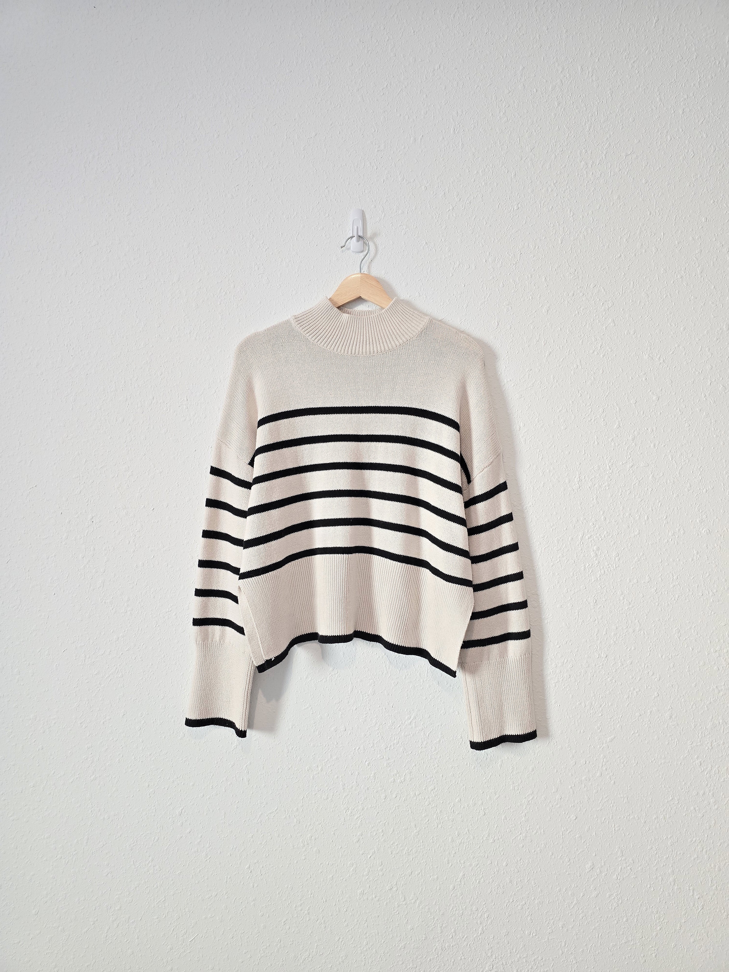 Striped Mock Neck Sweater (L)