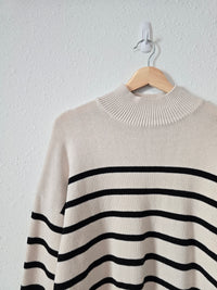 Striped Mock Neck Sweater (L)