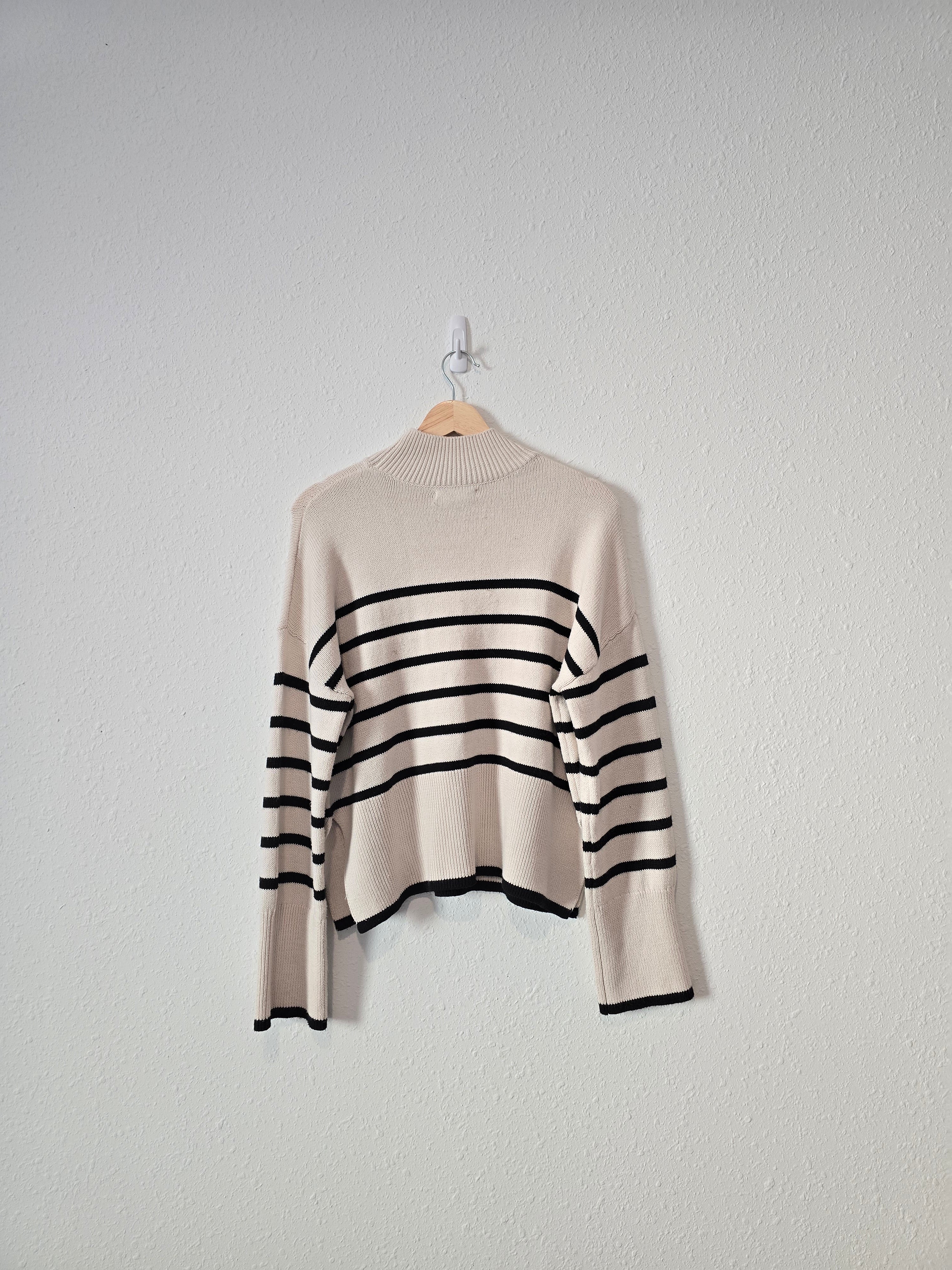 Striped Mock Neck Sweater (L)