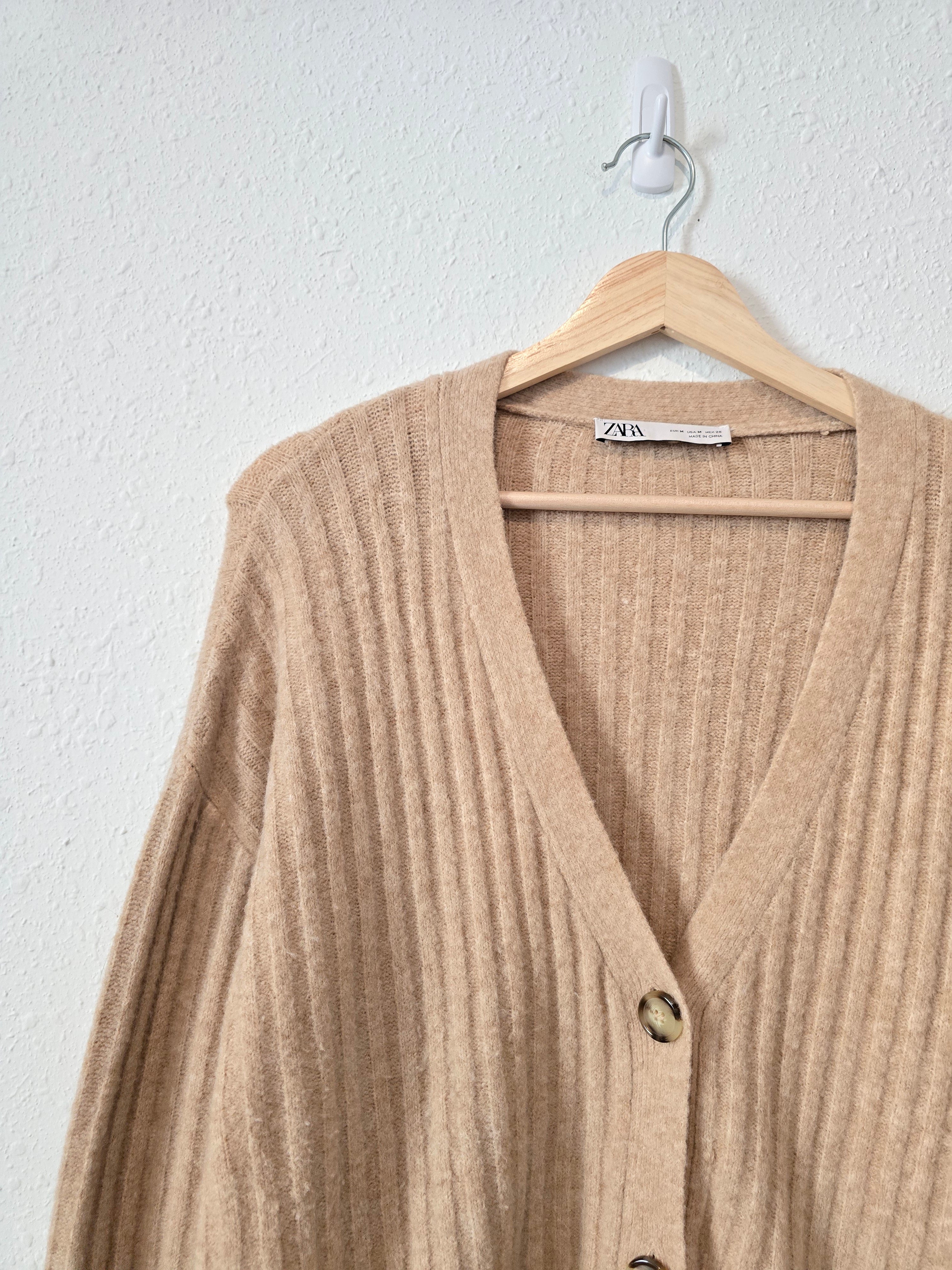 Zara Ribbed Cardigan Sweater (M)