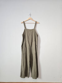 Linen Wide Leg Overall Jumpsuit (M)