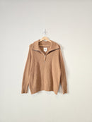 Aerie Camel Quarter Zip Sweater (XS)