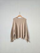 Neutral Puff Sleeve Sweater (2X)