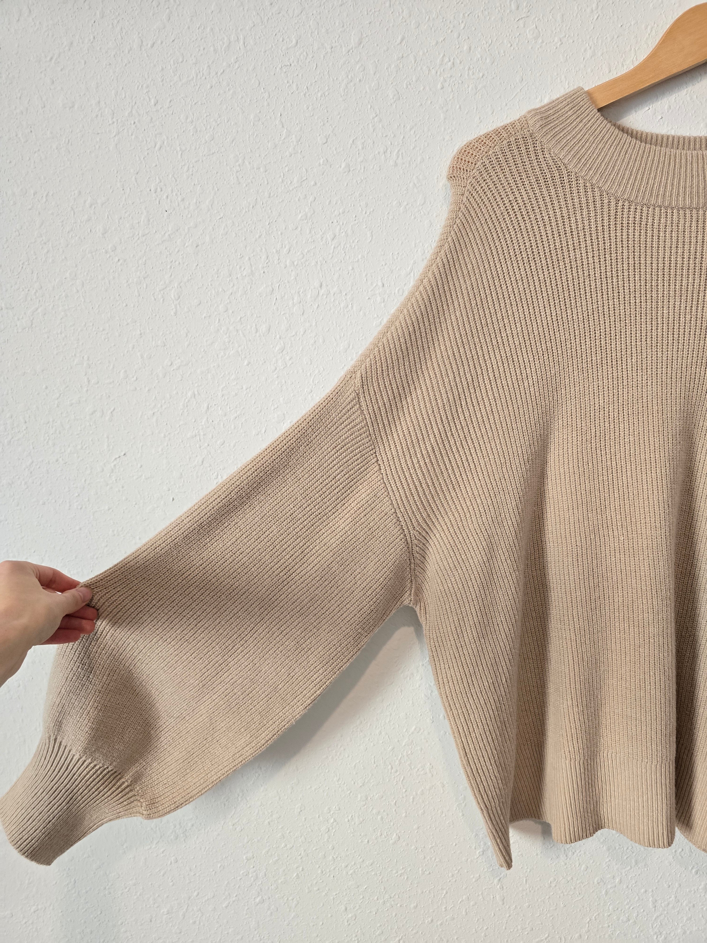 Neutral Puff Sleeve Sweater (2X)