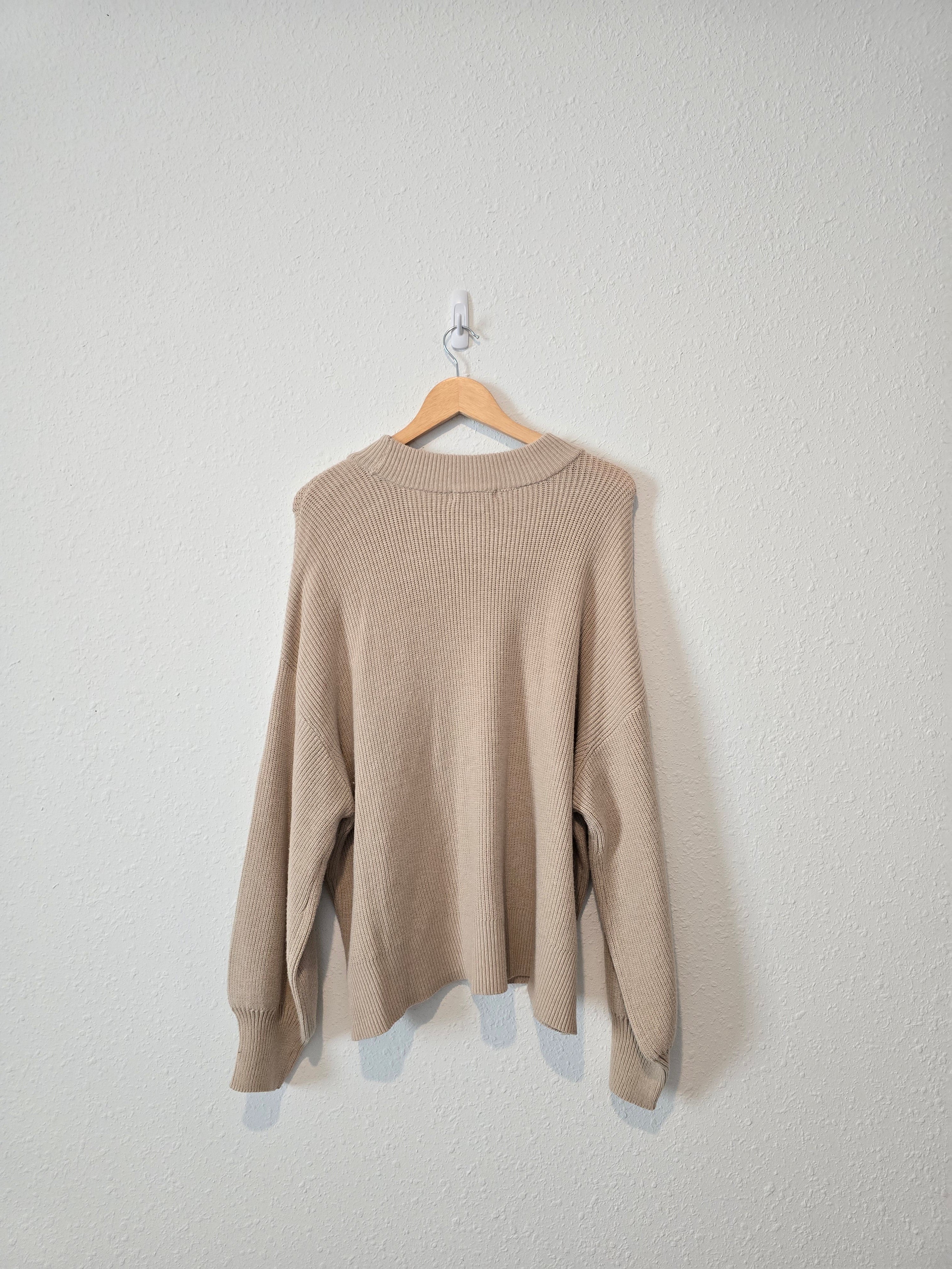 Neutral Puff Sleeve Sweater (2X)