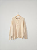Cream Cozy Henley Sweater (M)