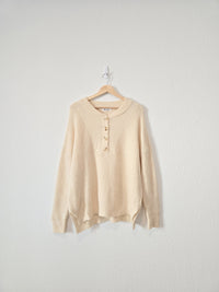 Cream Cozy Henley Sweater (M)