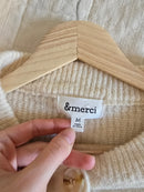 Cream Cozy Henley Sweater (M)