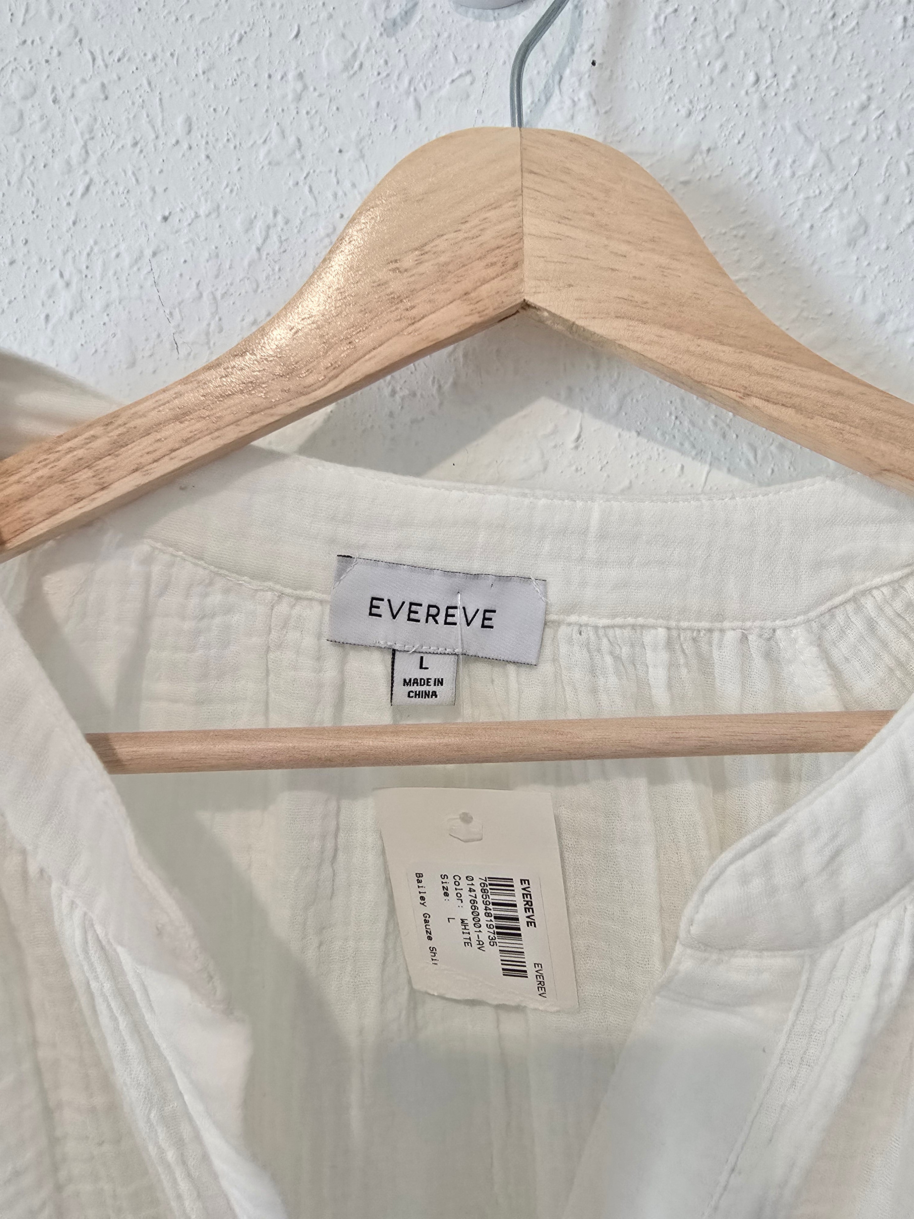 NEW Evereve White Gauze Top (L)