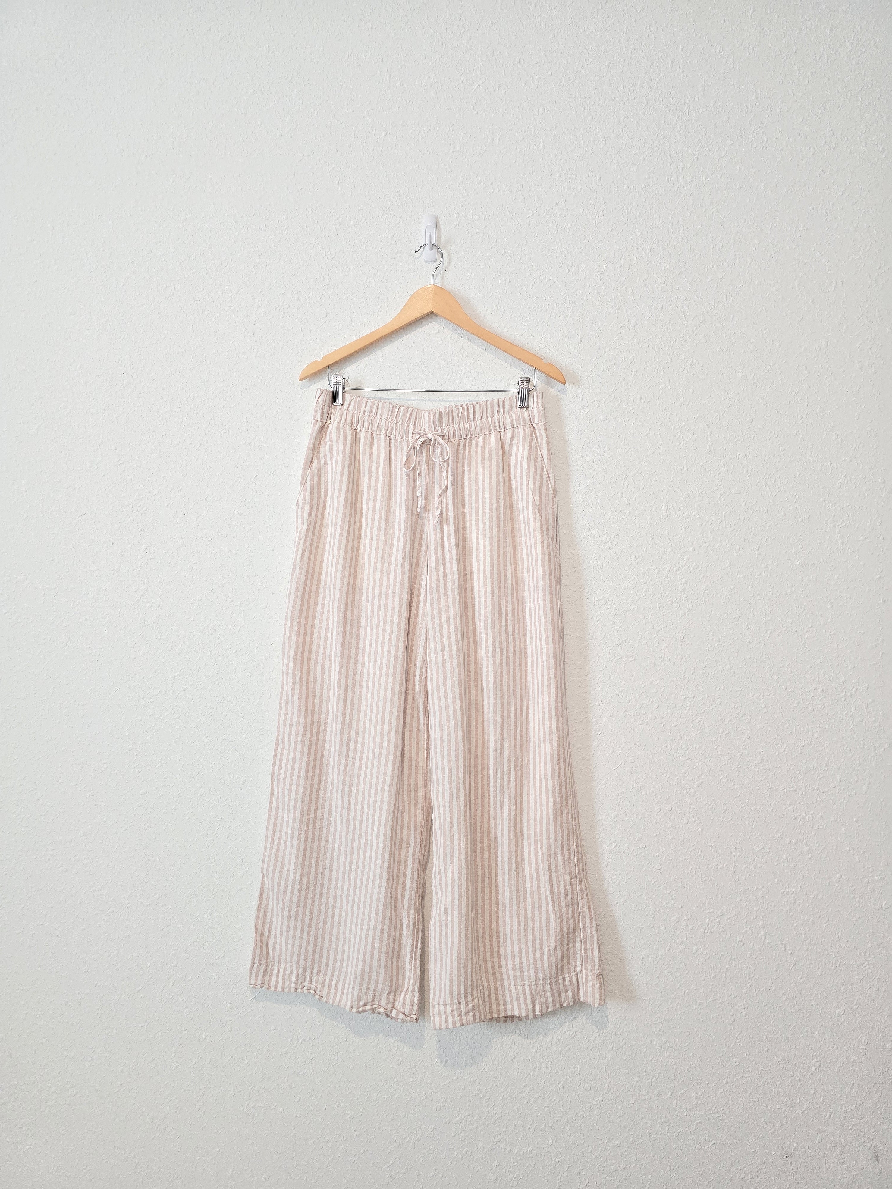 Striped Wide Leg Linen Pants (M)