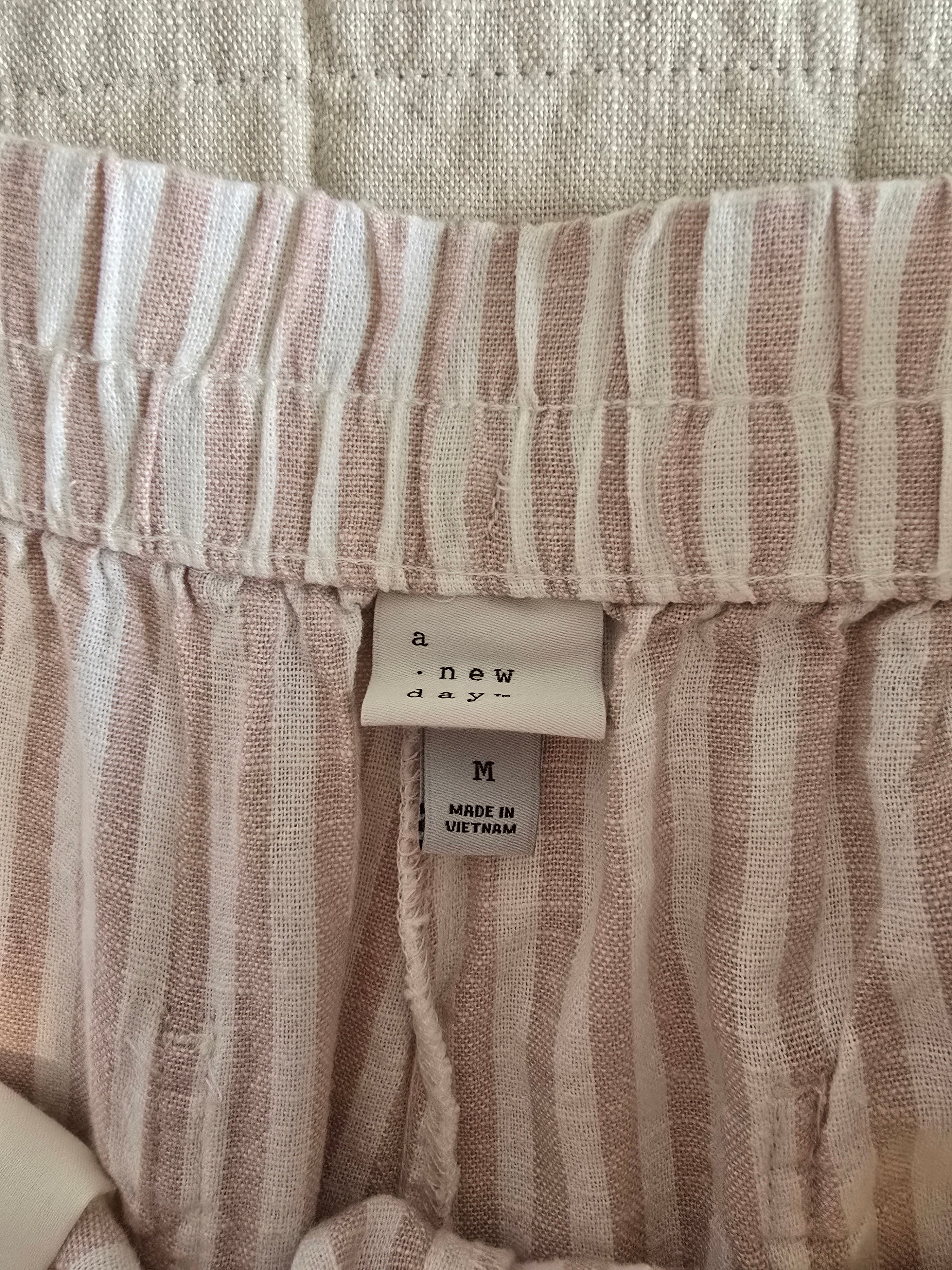 Striped Wide Leg Linen Pants (M)