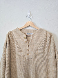 Vintage Cotton Henley Sweater (L)