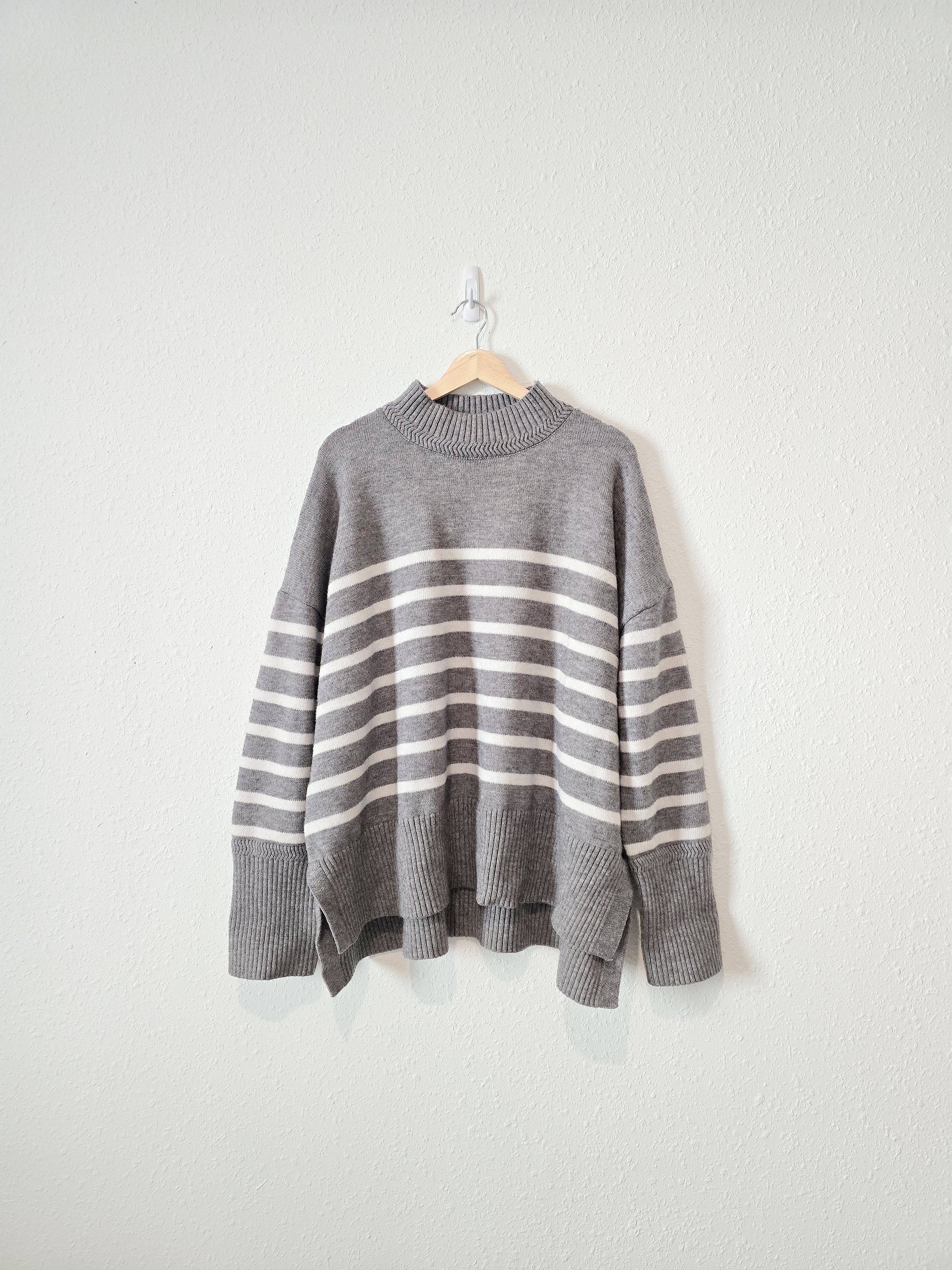 Striped Mock Neck Sweater (3X)