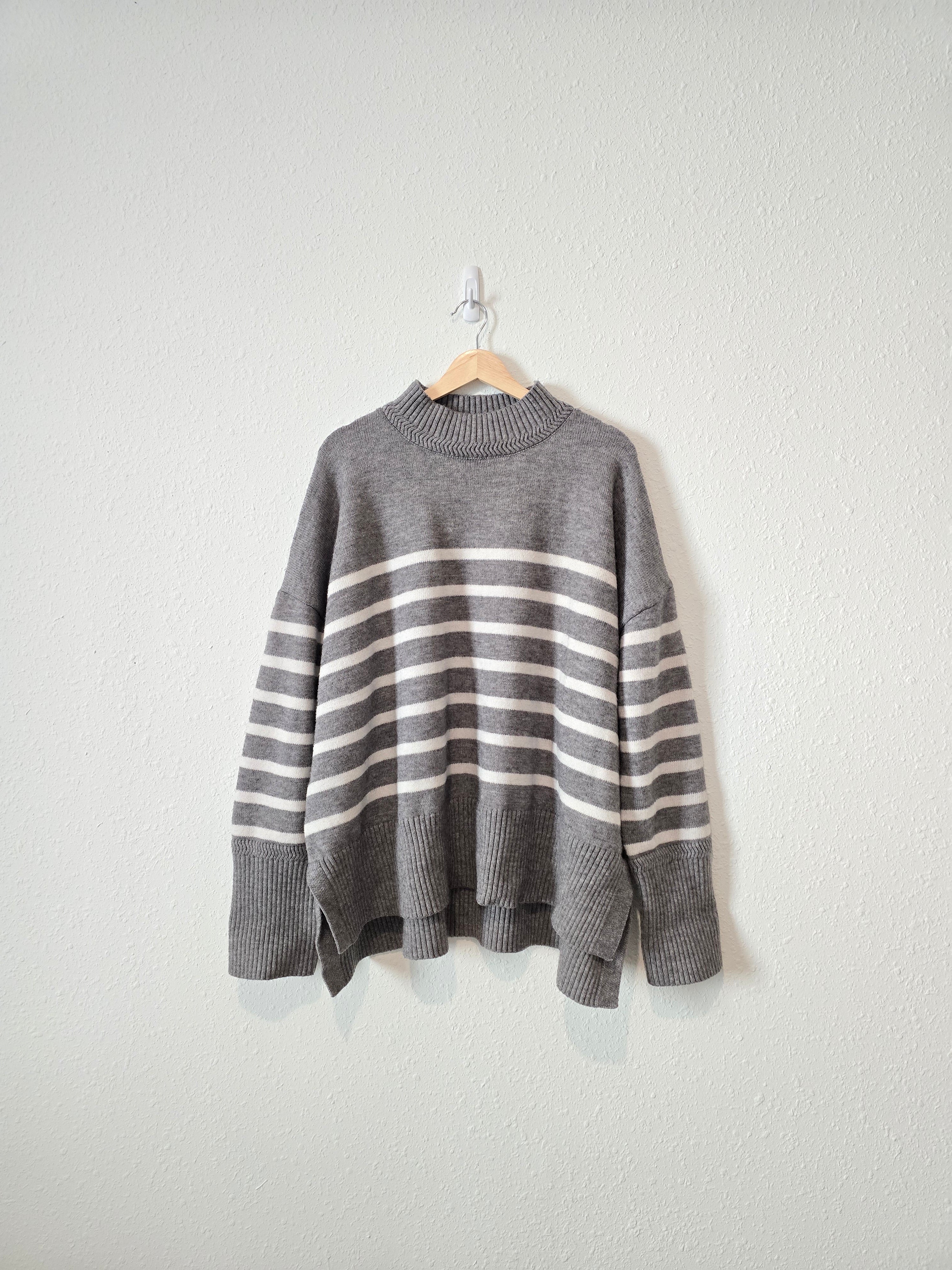 Striped Mock Neck Sweater (3X)