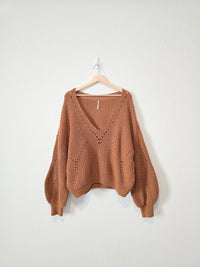 Free People Terracotta Chunky Sweater (M)