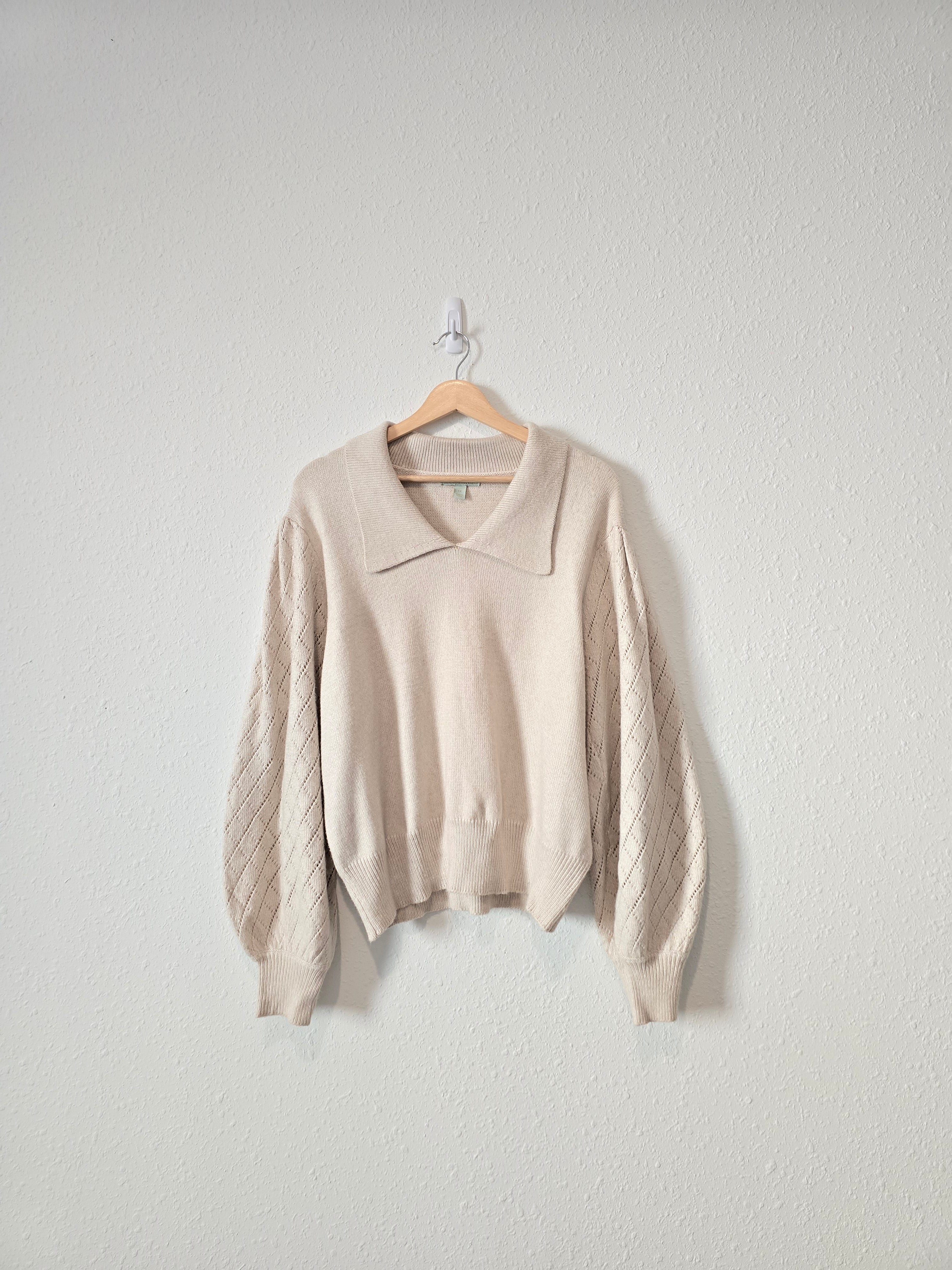 Collared Puff Sleeve Sweater (1X)