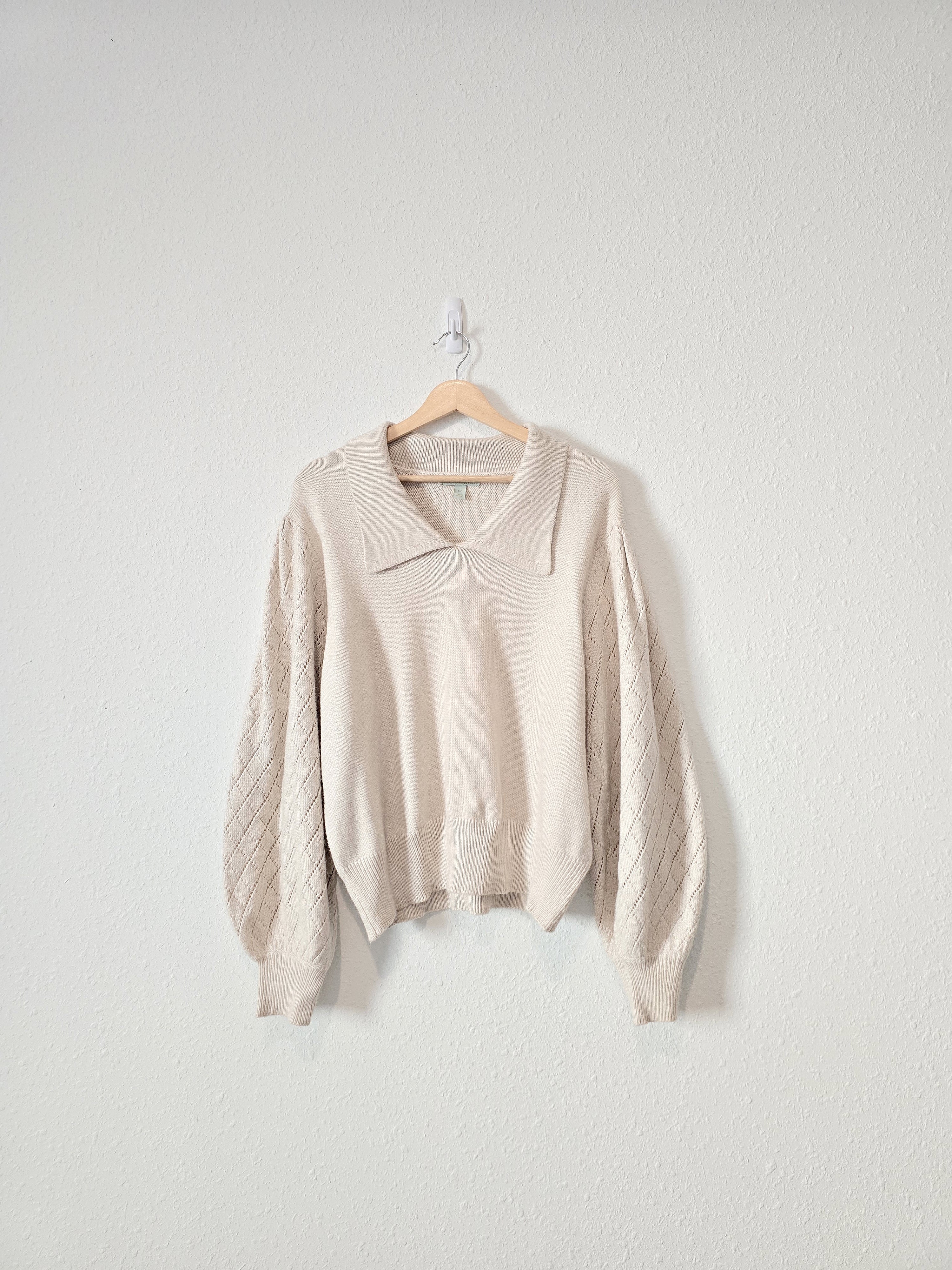 Collared Puff Sleeve Sweater (1X)