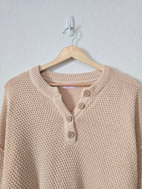 Pink Lily Waffle Henley Sweater (XL)