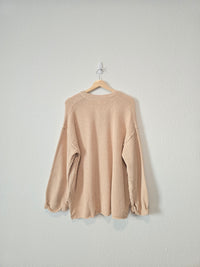 Pink Lily Waffle Henley Sweater (XL)