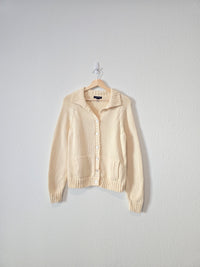 Vintage Cream Button Up Sweater (M)