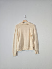 Vintage Cream Button Up Sweater (M)