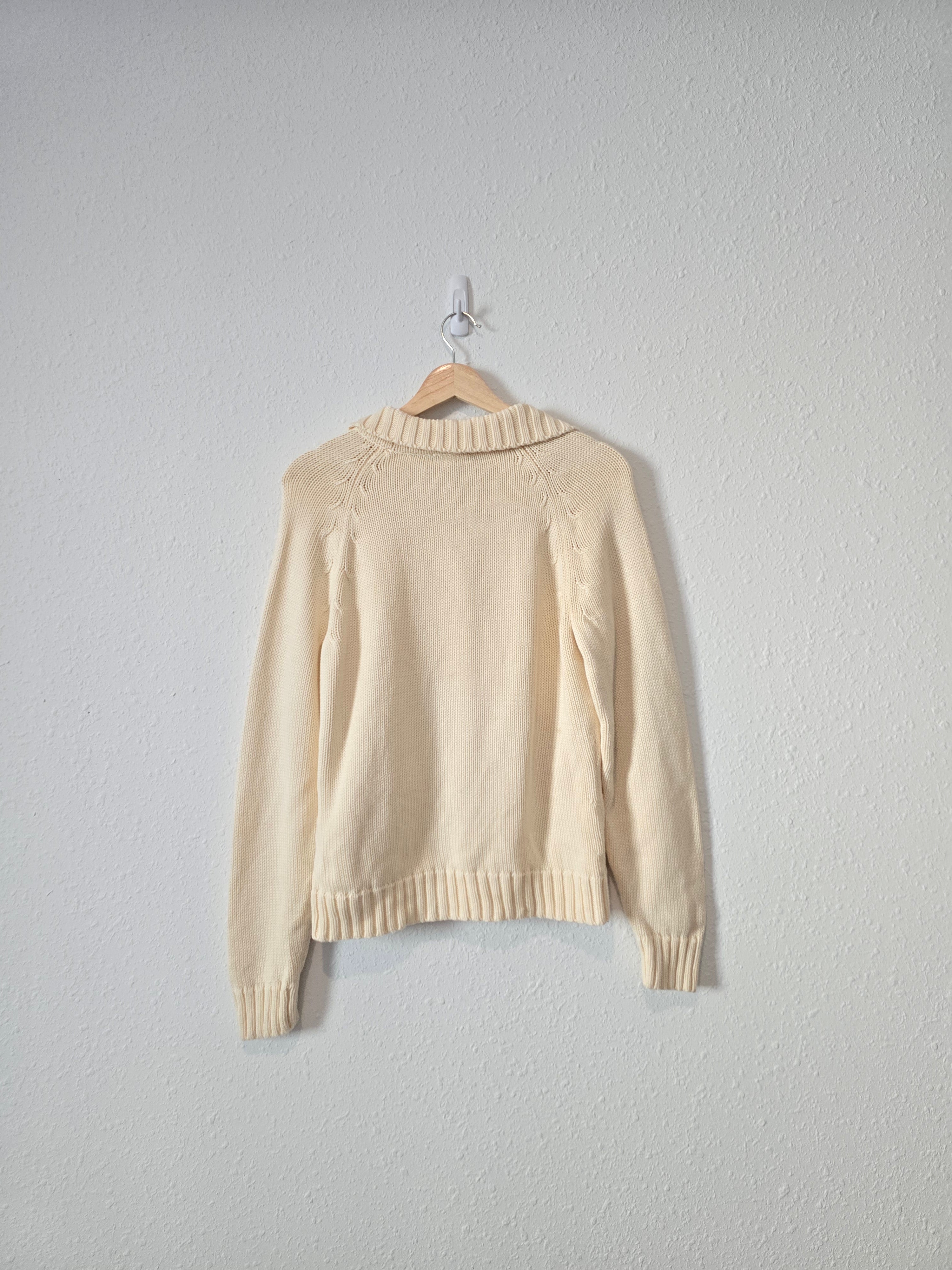 Vintage Cream Button Up Sweater (M)