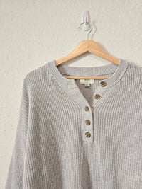 Aerie Gray Henley Sweater (S)