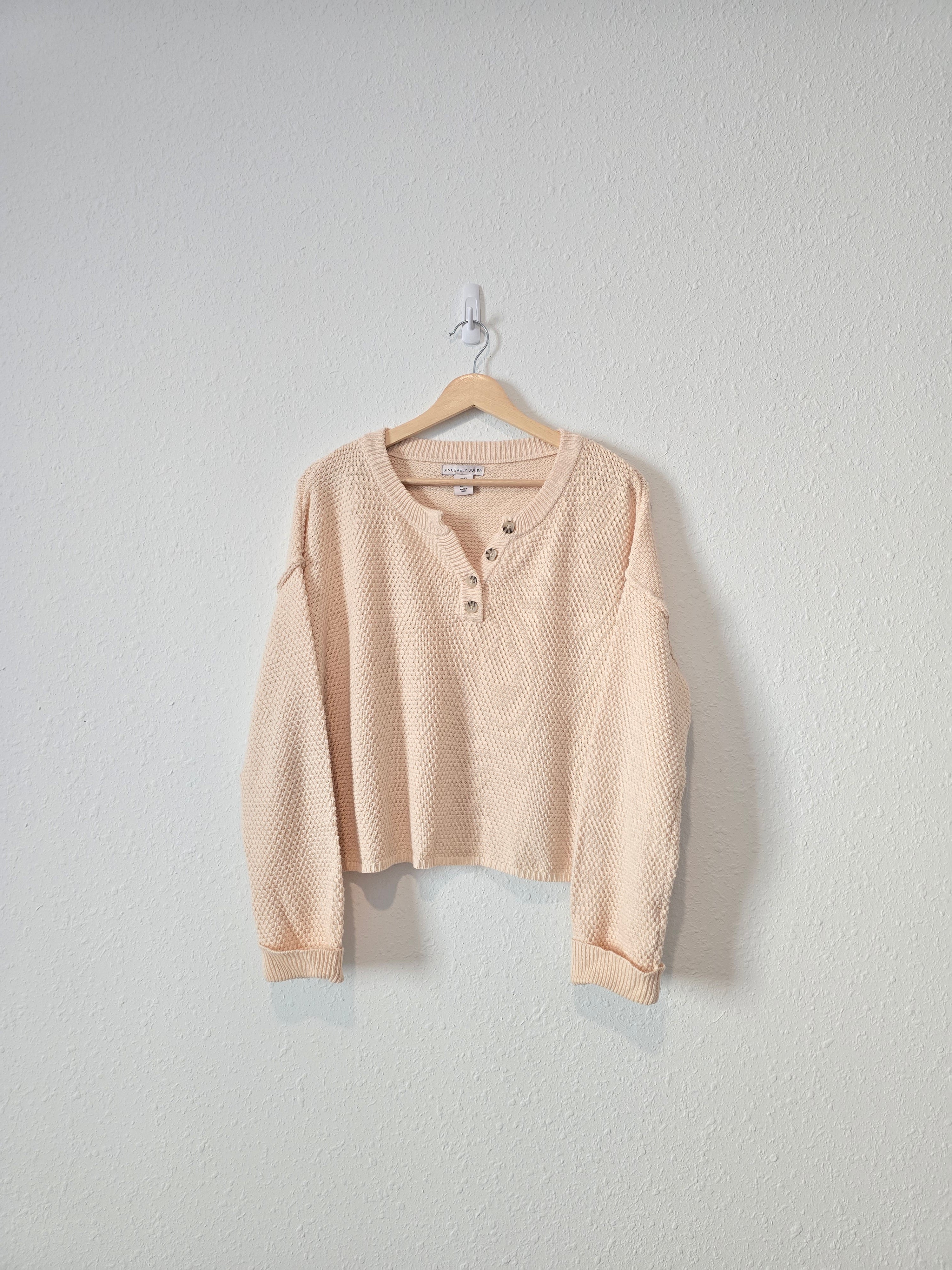 Waffle Knit Henley Sweater (XS)