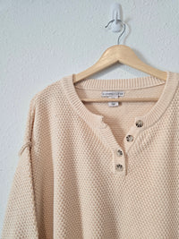 Waffle Knit Henley Sweater (XS)