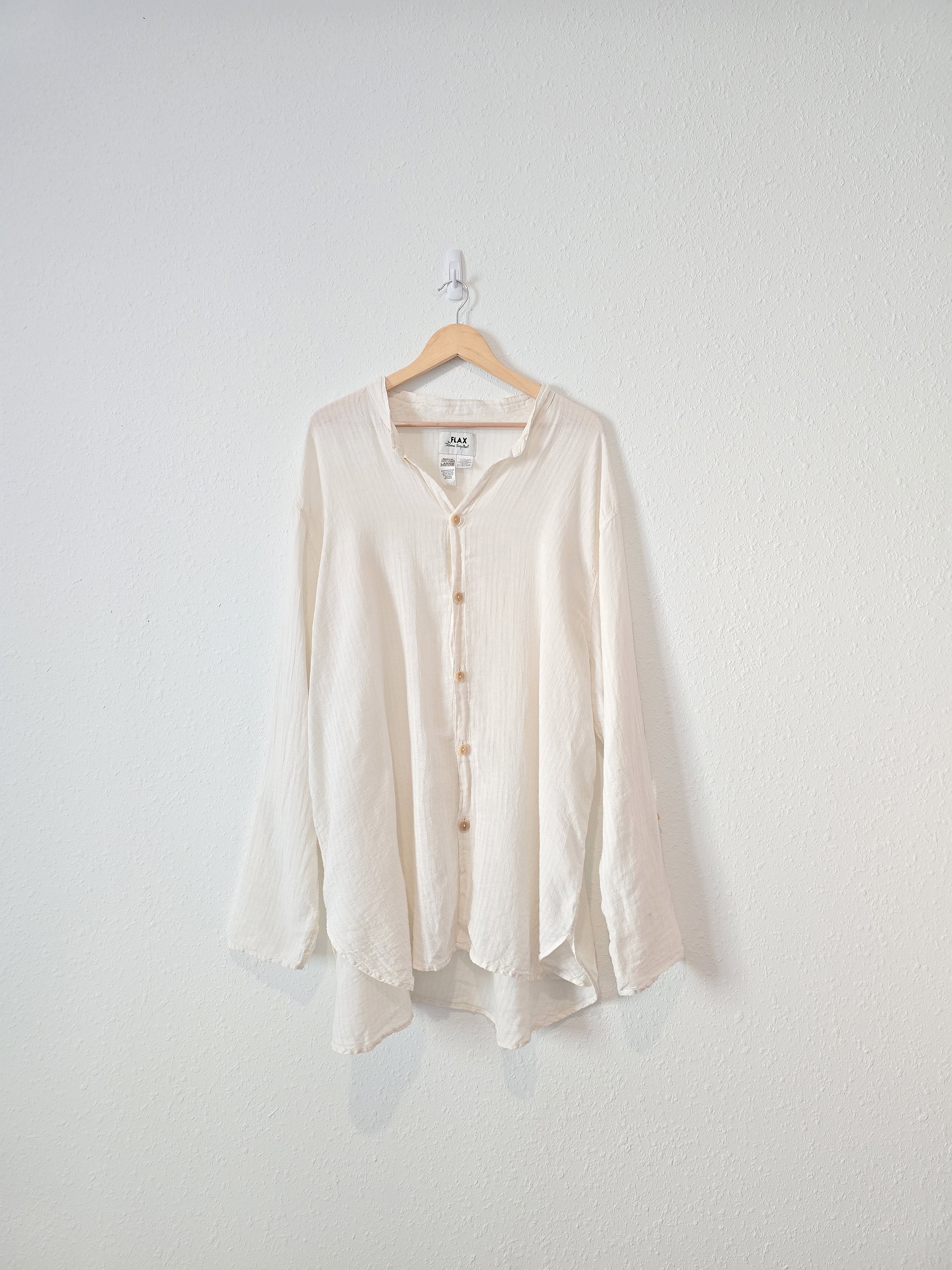 Flax Oversized Linen Button Up (L)