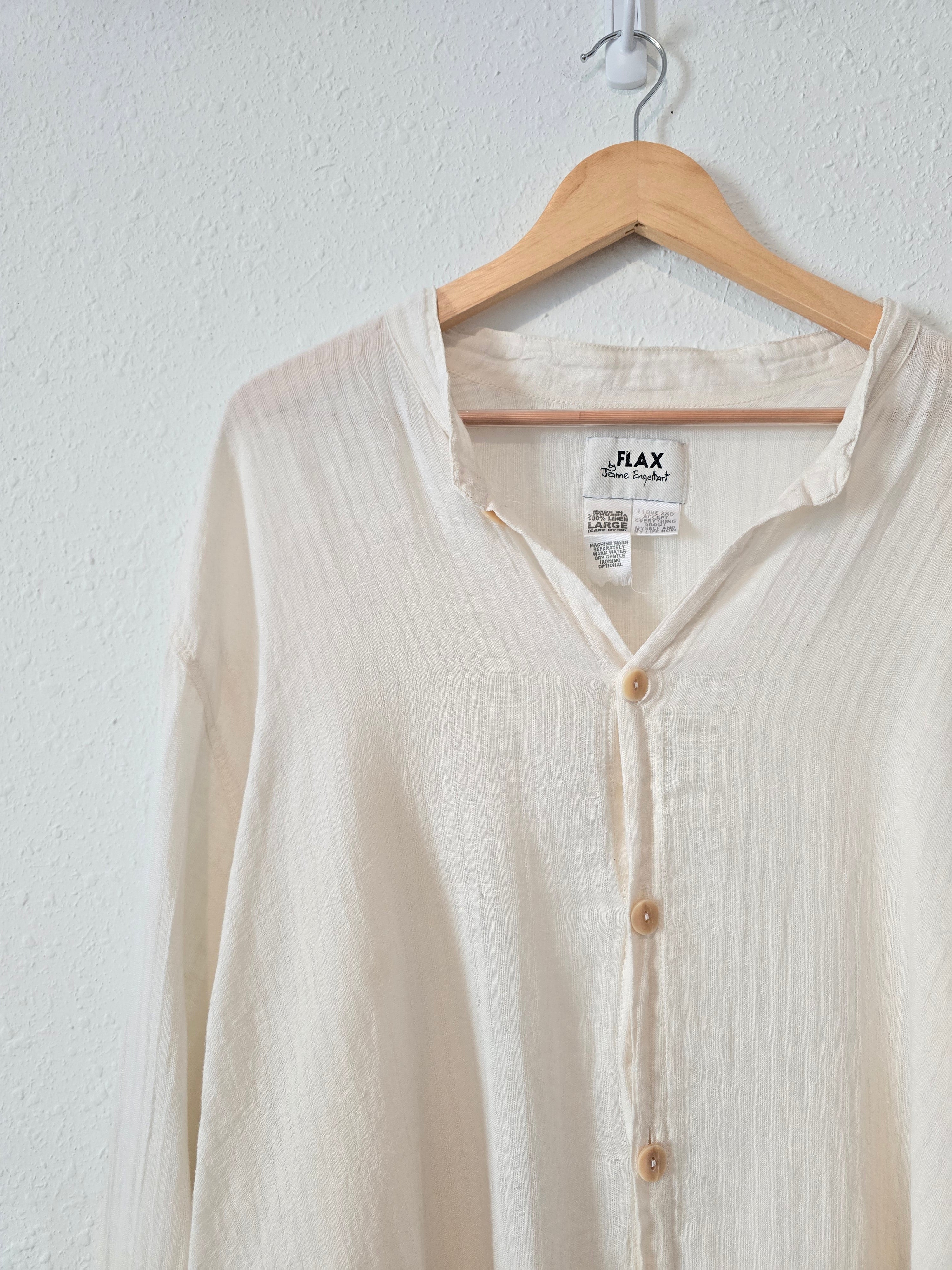 Flax Oversized Linen Button Up (L)