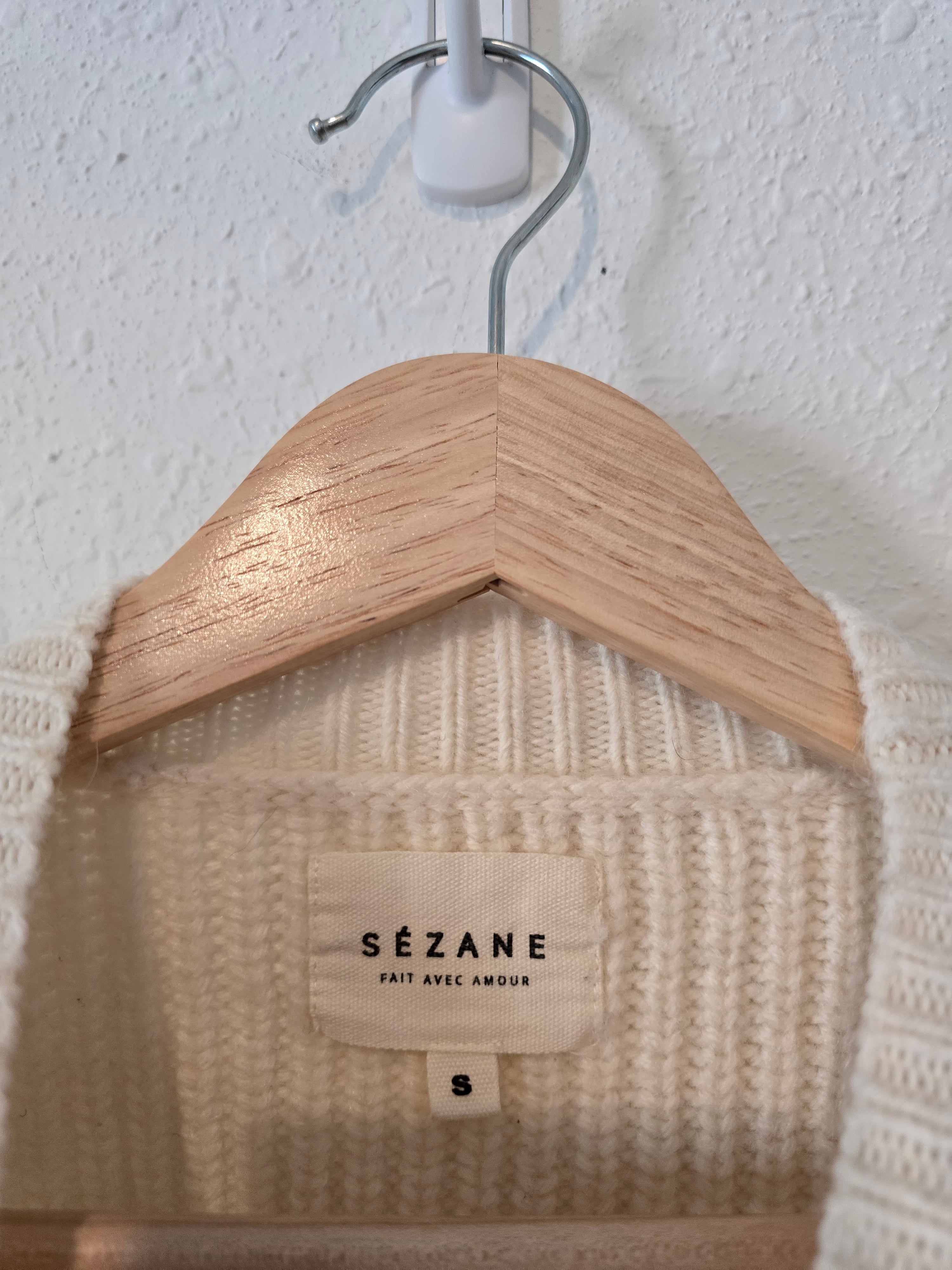 Sezane Cream Wool Blend Sweater (XS)