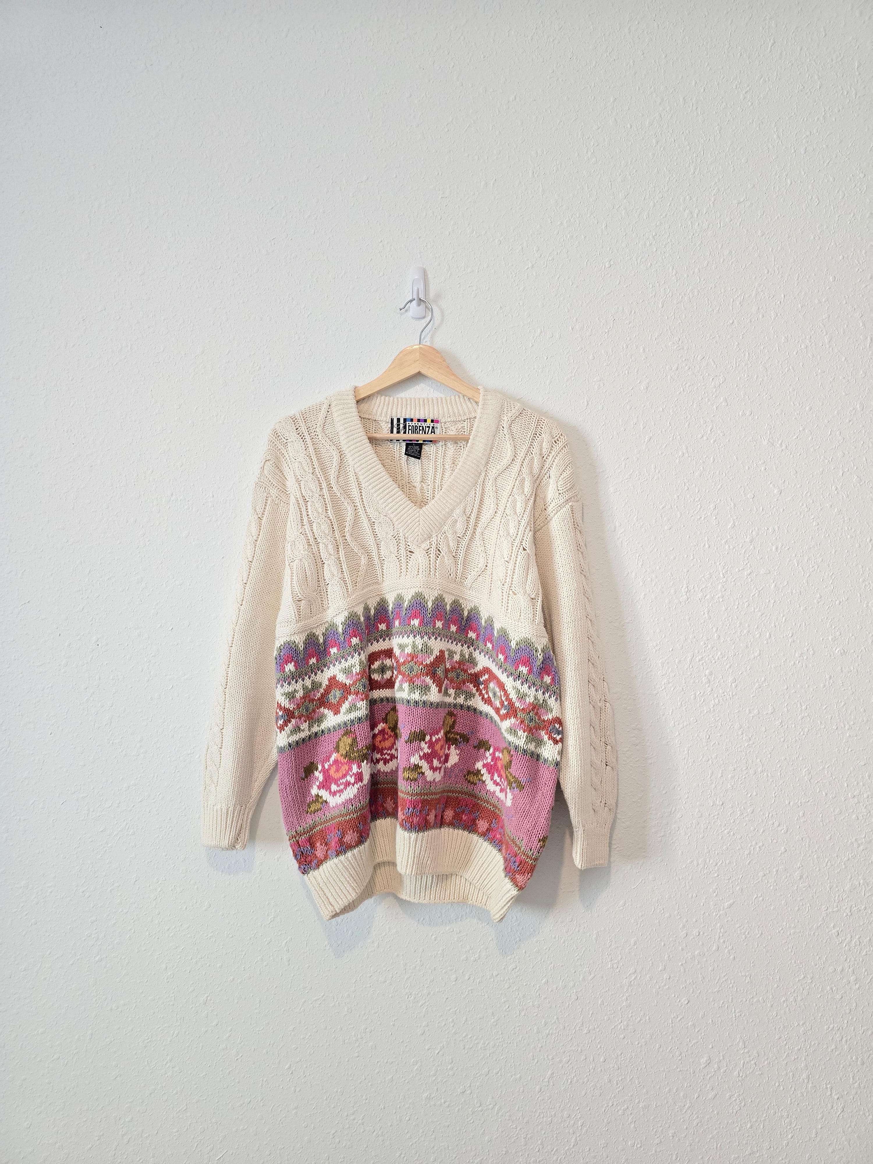 Vintage Floral Chunky Sweater (L)