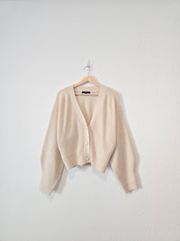 Ribbed Puff Sleeve Cardigan (M)