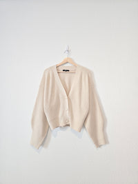 Ribbed Puff Sleeve Cardigan (M)