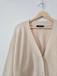 Ribbed Puff Sleeve Cardigan (M)