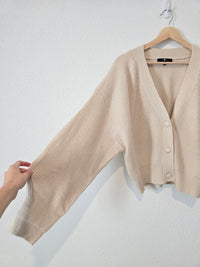 Ribbed Puff Sleeve Cardigan (M)