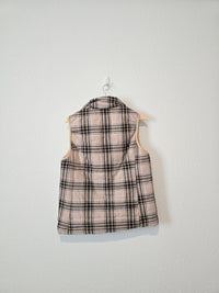 Pink Lily Plaid Zip Up Vest (L)