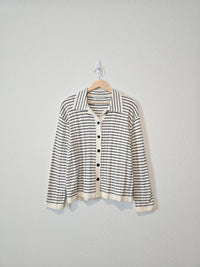 Striped Button Up Sweater (XL)