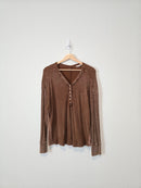 Easel Brown Henley Tee (M)