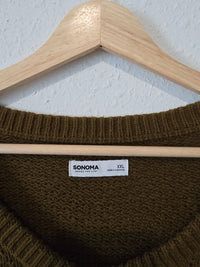 Olive Waffle Henley Sweater (XXL)